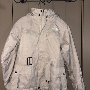 The North Face 600 Hyvent Get Down Belted Winter Ski Jacket in Ivory